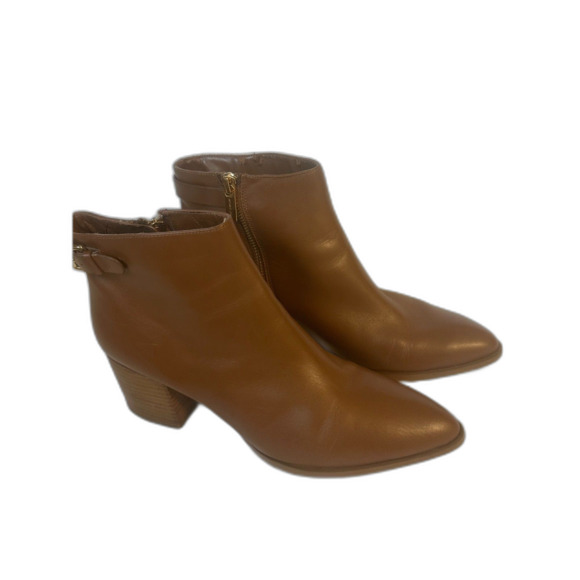 Michael Kors Saylor Tan Leather Ankle Boots Women’s US 9.5 M Excellent Condition - Picture 1 of 12